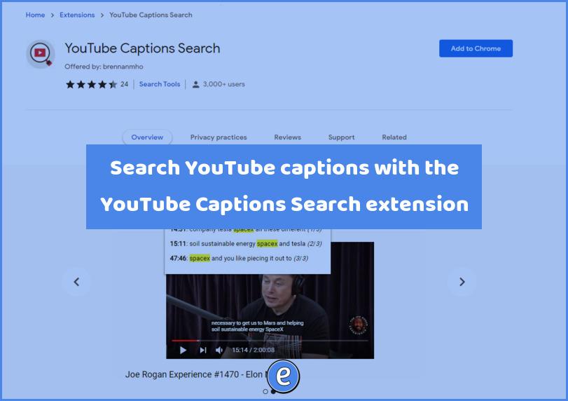 Search YouTube captions with the YouTube Captions Search extension