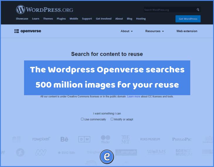 The WordPress Openverse searches 500 million images for your reuse