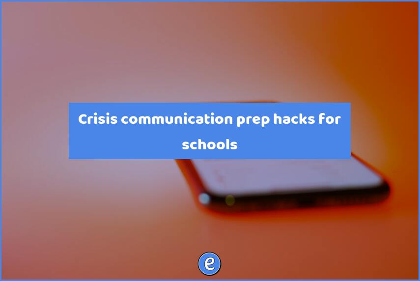 Crisis communication prep hacks for schools