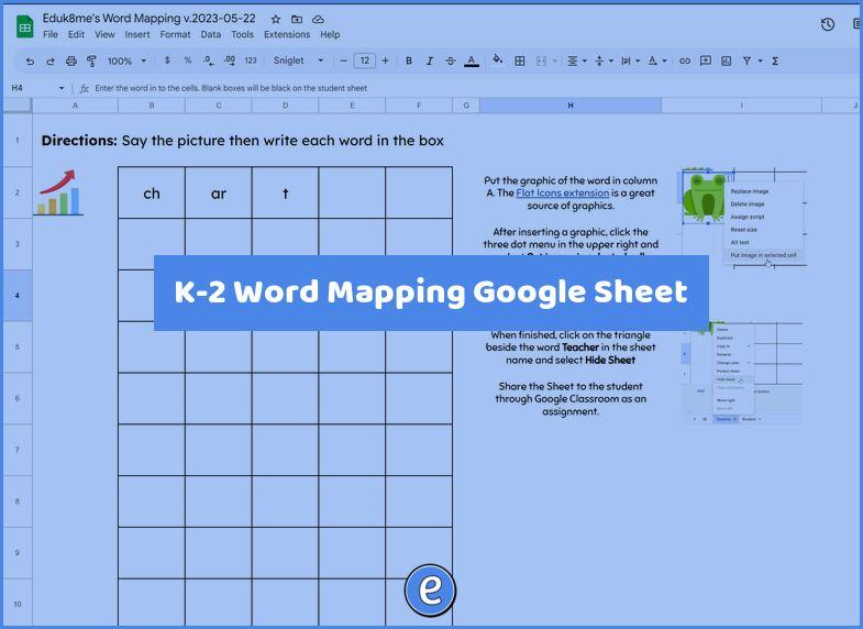 K-2 Word Mapping Google Sheet