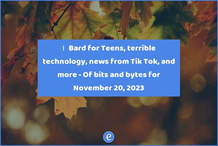 🙋‍♂️ Bard for Teens, terrible technology, news from Tik Tok, and more – Of bits and bytes for November 20, 2023